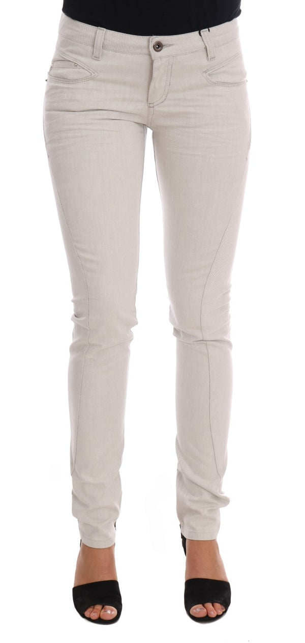 Costume National White Cotton Stretch Slim Jeans