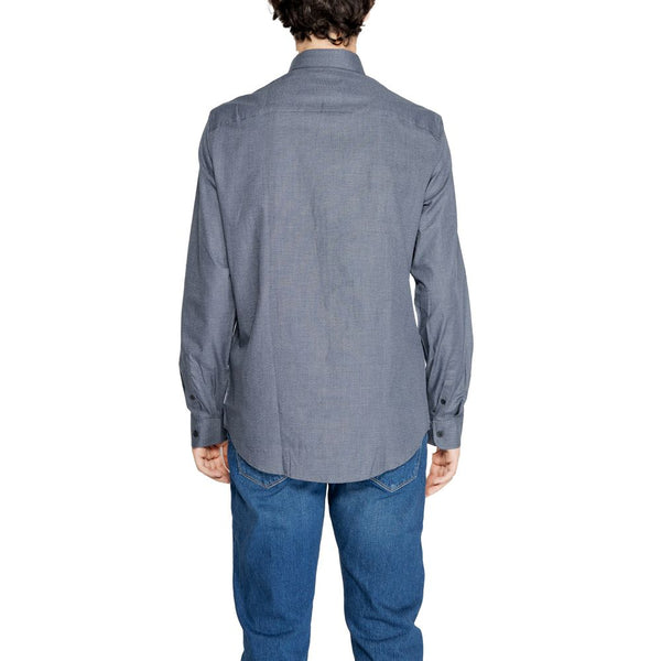 Armani Exchange Blue Cotton Dress Shirt