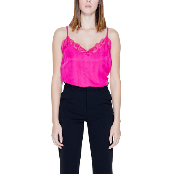 Vila Clothes Pink Viscose Tank Tops