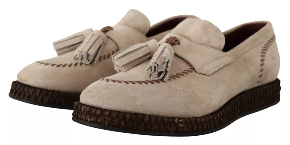 Beige Moccasins Slip On Leather Men Shoes