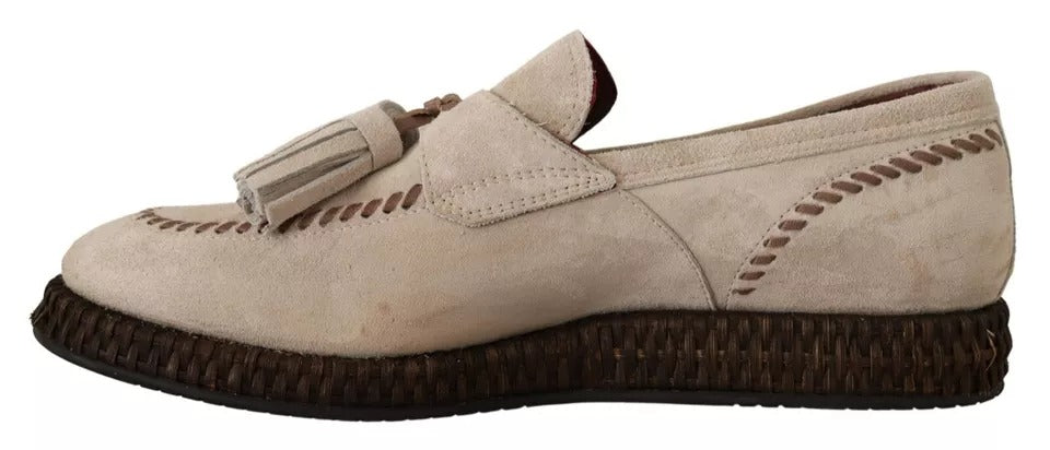 Beige Moccasins Slip On Leather Men Shoes