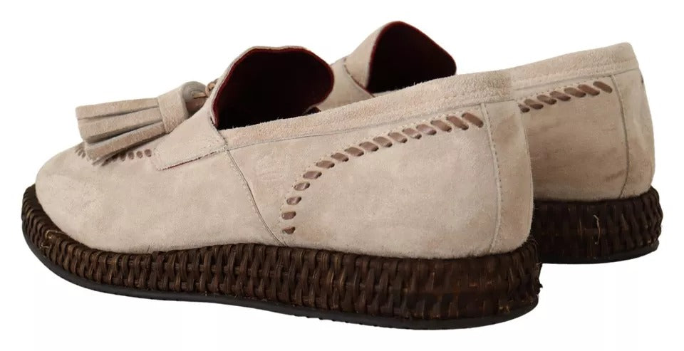 Beige Moccasins Slip On Leather Men Shoes
