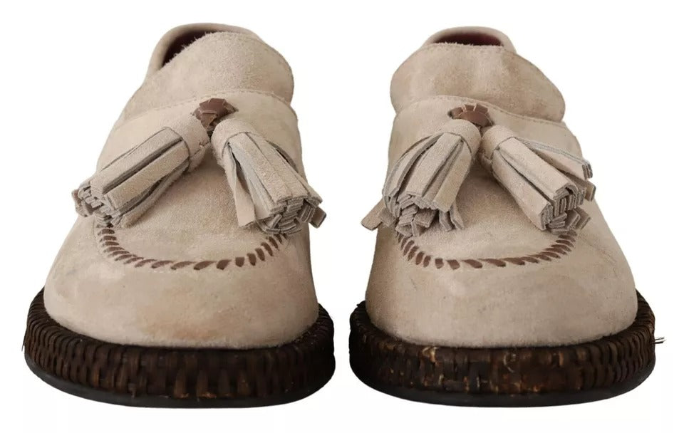 Beige Moccasins Slip On Leather Men Shoes