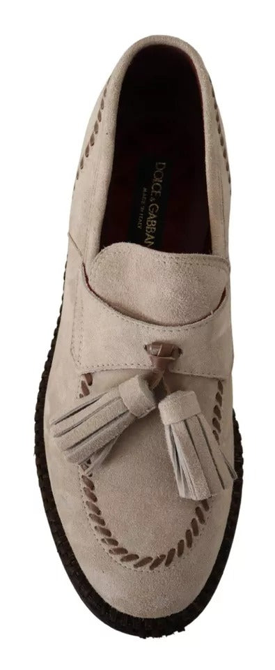 Beige Moccasins Slip On Leather Men Shoes
