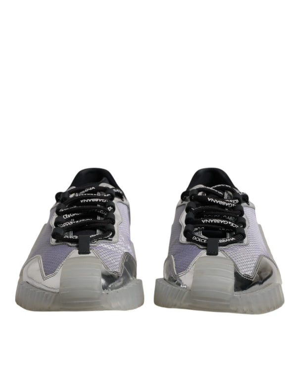 Dolce & Gabbana Silver Black Nylon NS1 Low Top Sneakers Shoes