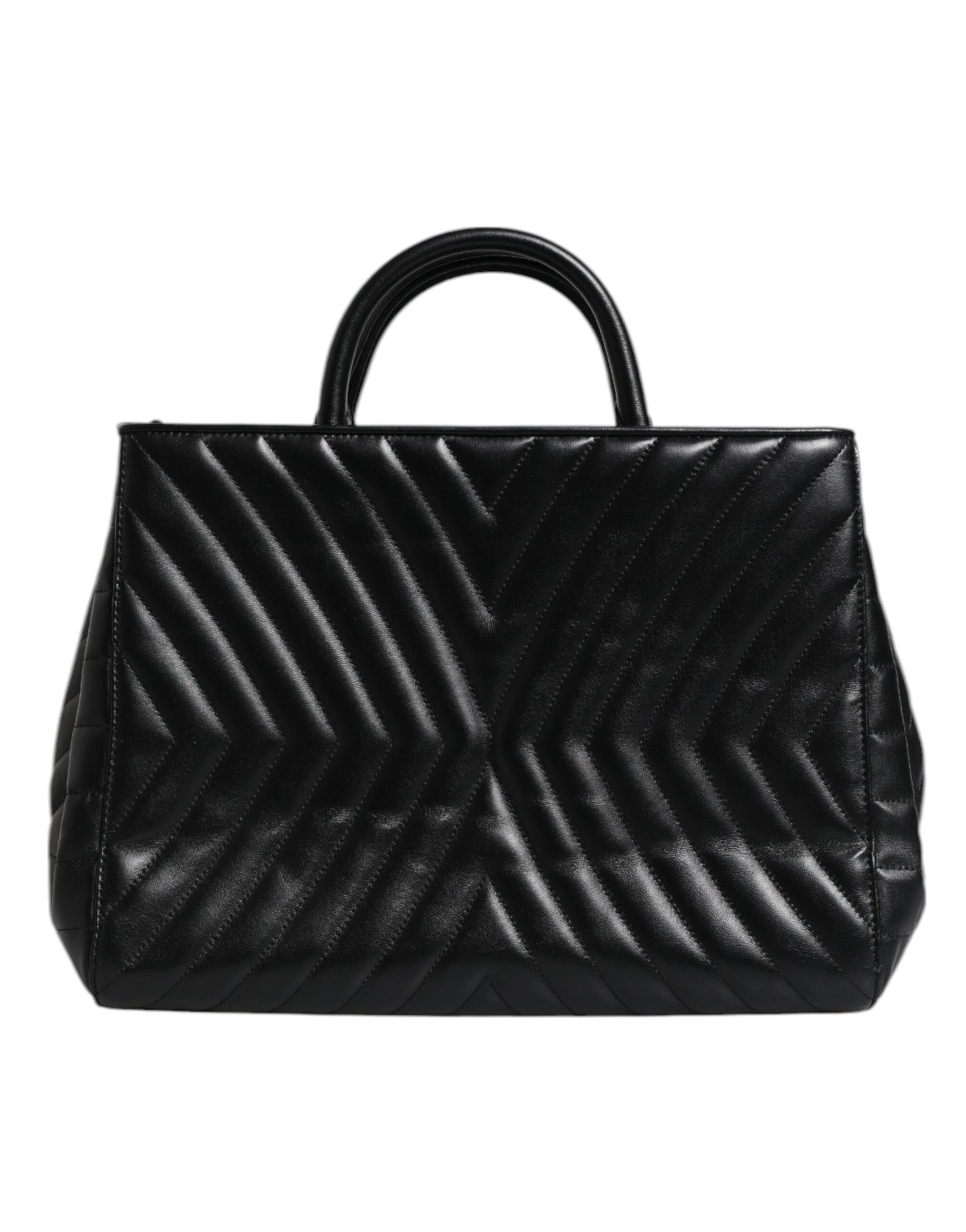 Black Logo Heart Quilted Crossbody Glam Tote Bag