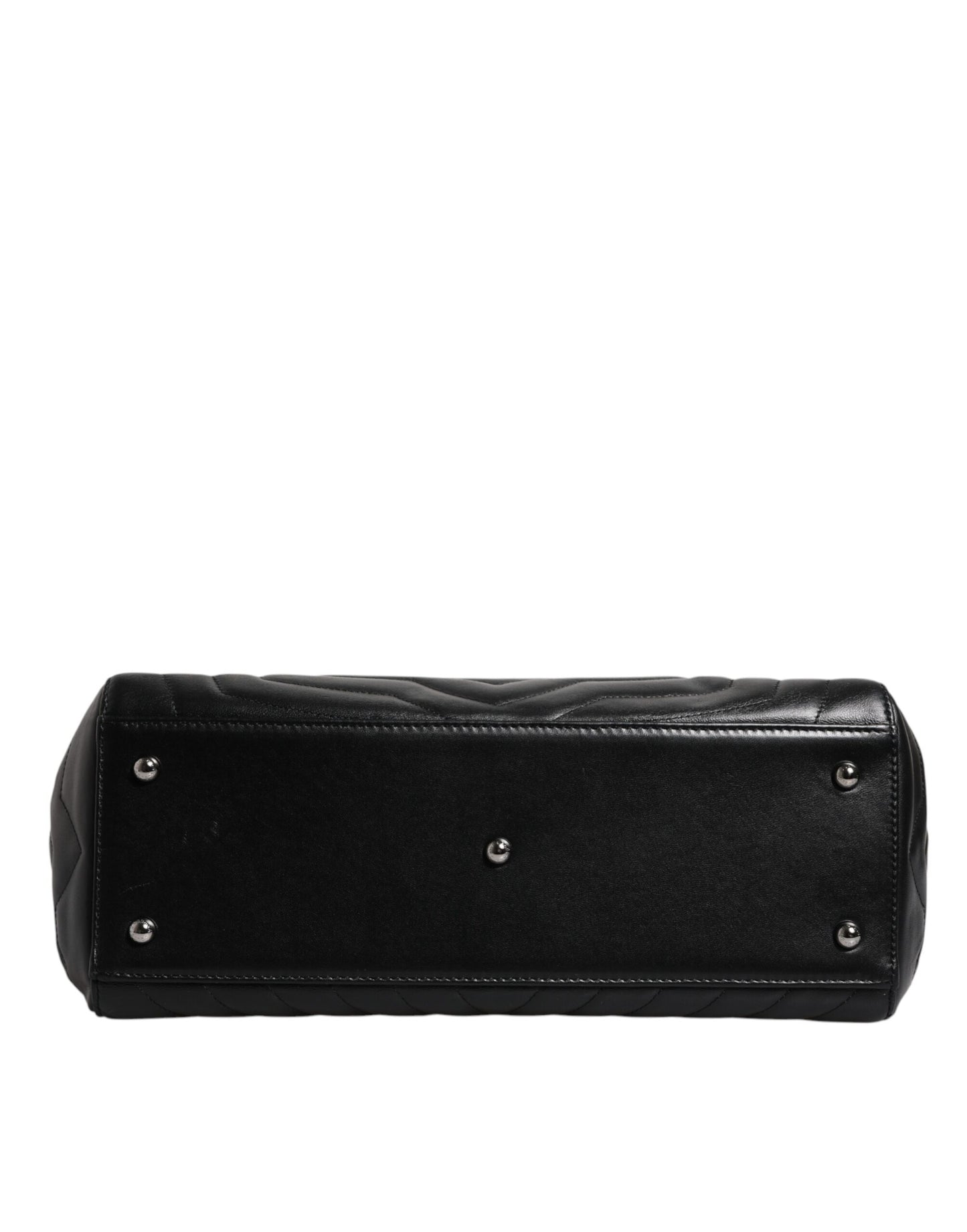 Black Logo Heart Quilted Crossbody Glam Tote Bag