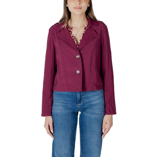 Purple Viscose Jackets & Coat