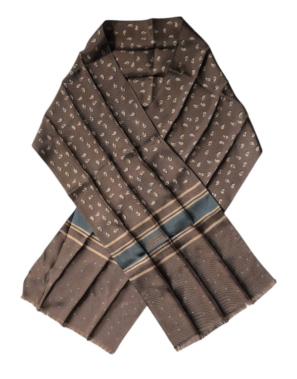 Dolce & Gabbana Brown Fantasy Silk Neck Wrap Shawl Scarf