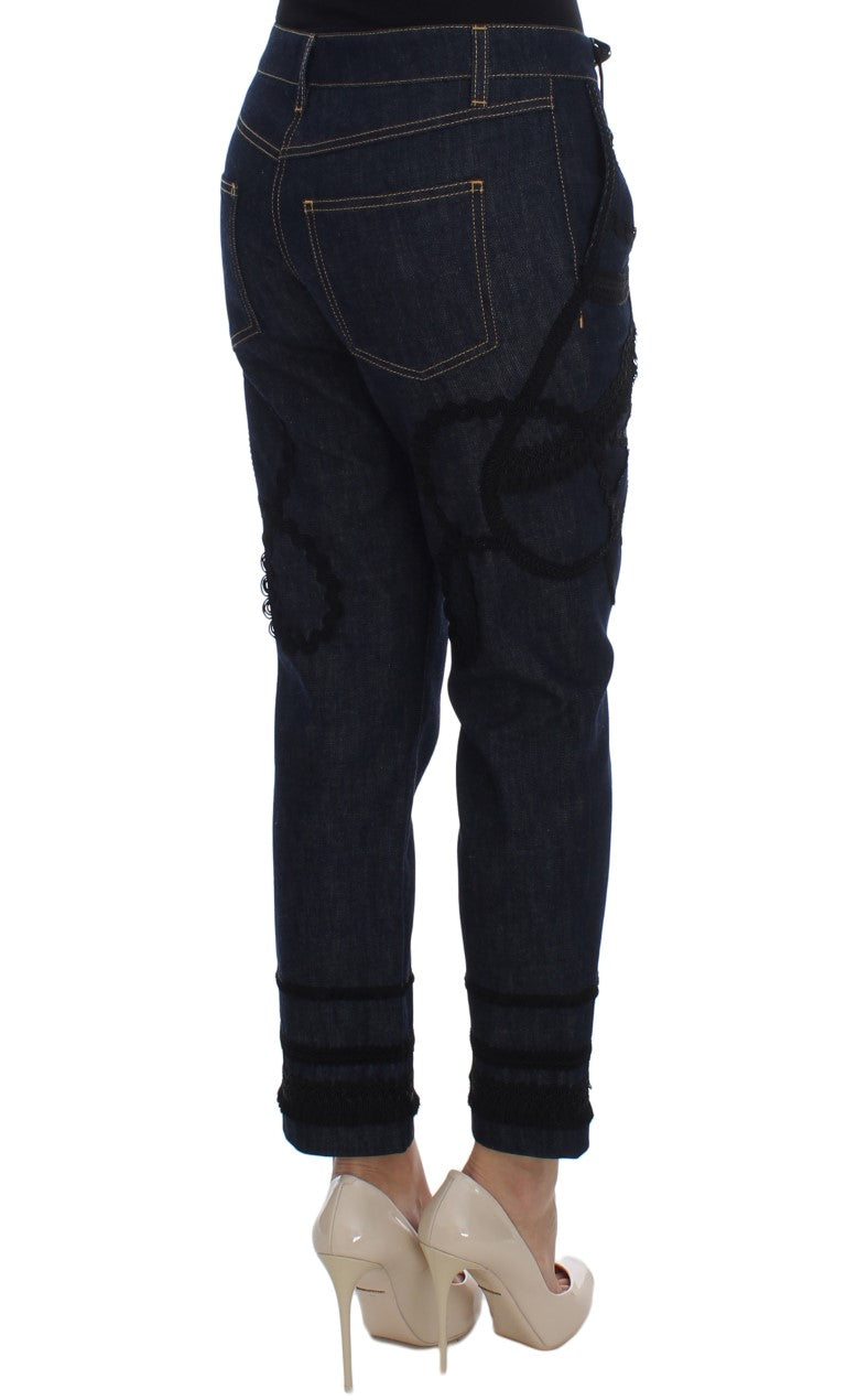 Embroidered Capri Jeans for Elegant Styling