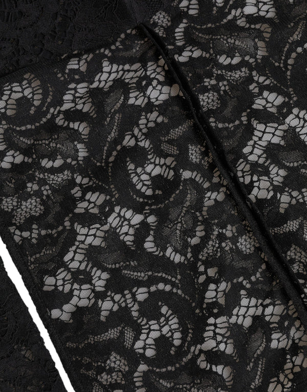 Dolce & Gabbana Black Floral Lace Whole Head Wrap Hat