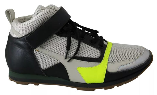 Jil Sander Fog Gray Neon Green Black Lace-Up Strap Shoes