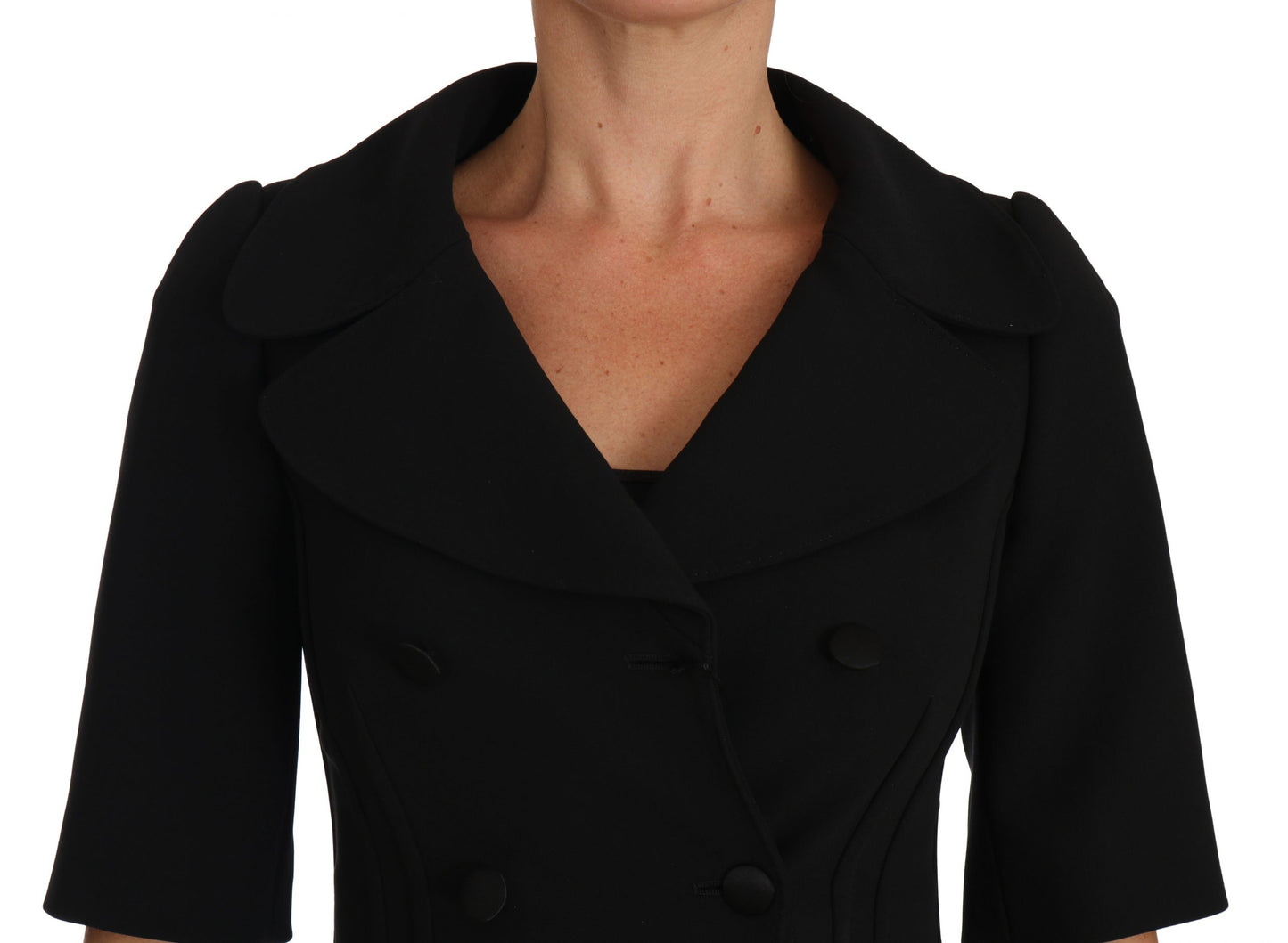Elegant Black Cropped Wool Blazer