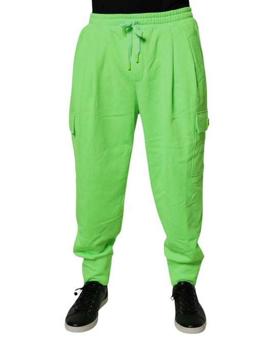 Neon Green Cargo Jogger Men Sweatpants Pants