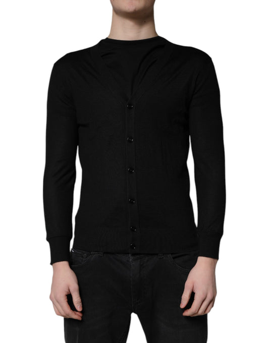 Black Cashmere Button Down Cardigan Sweater