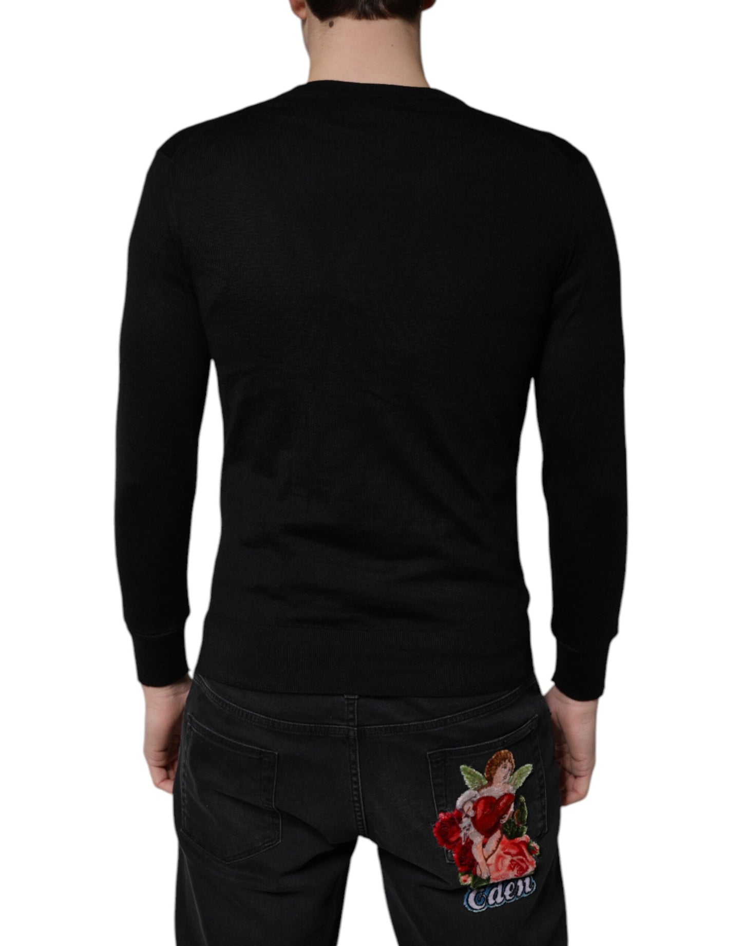 Black Cashmere Button Down Cardigan Sweater
