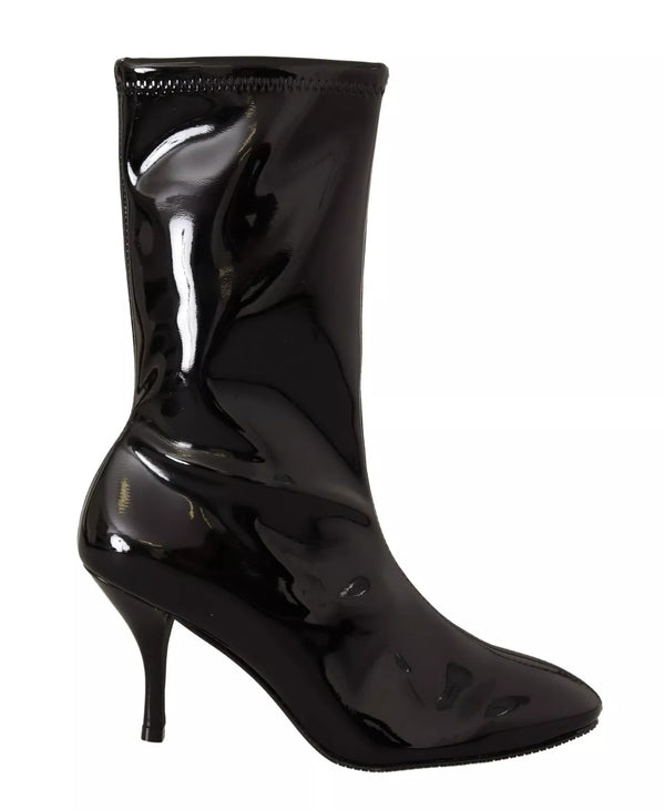 Stuart Weitzman Black Patent Leather High Heels Boots Shoes