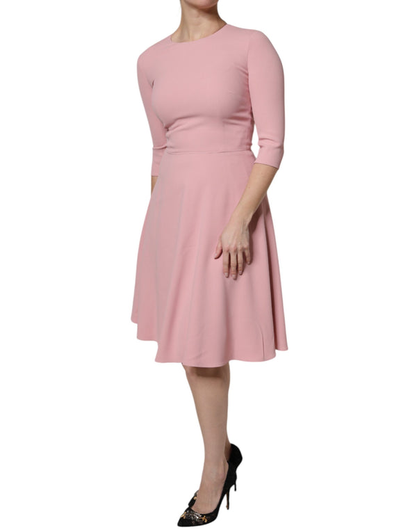 Dolce & Gabbana Pink A-line Flare Viscose 3/4 Sleeves Dress