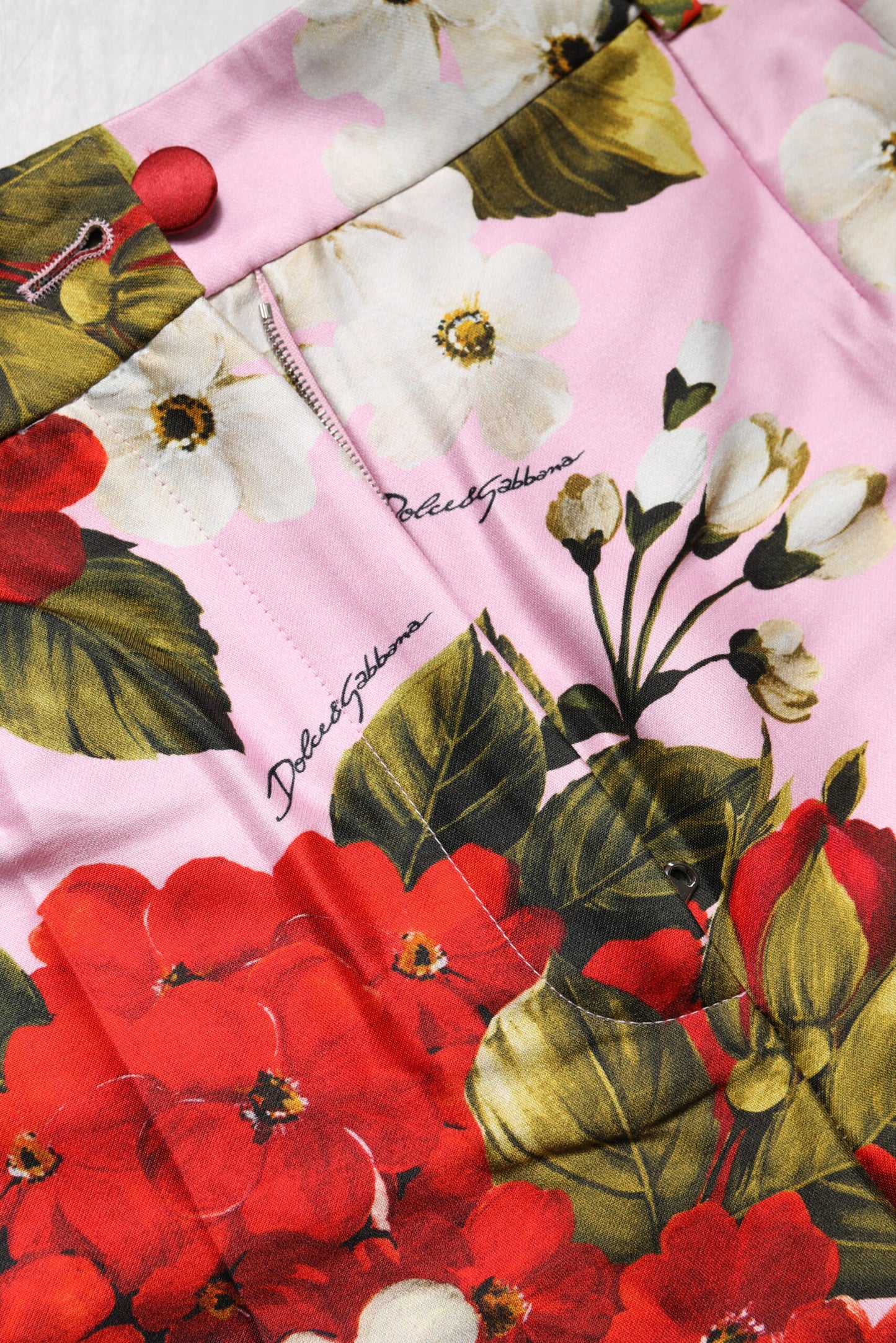 Pink Floral Print High Waist Hotpants Short