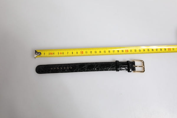 Dolce & Gabbana Black Exotic Leather Gold Tone Metal Buckle Armband