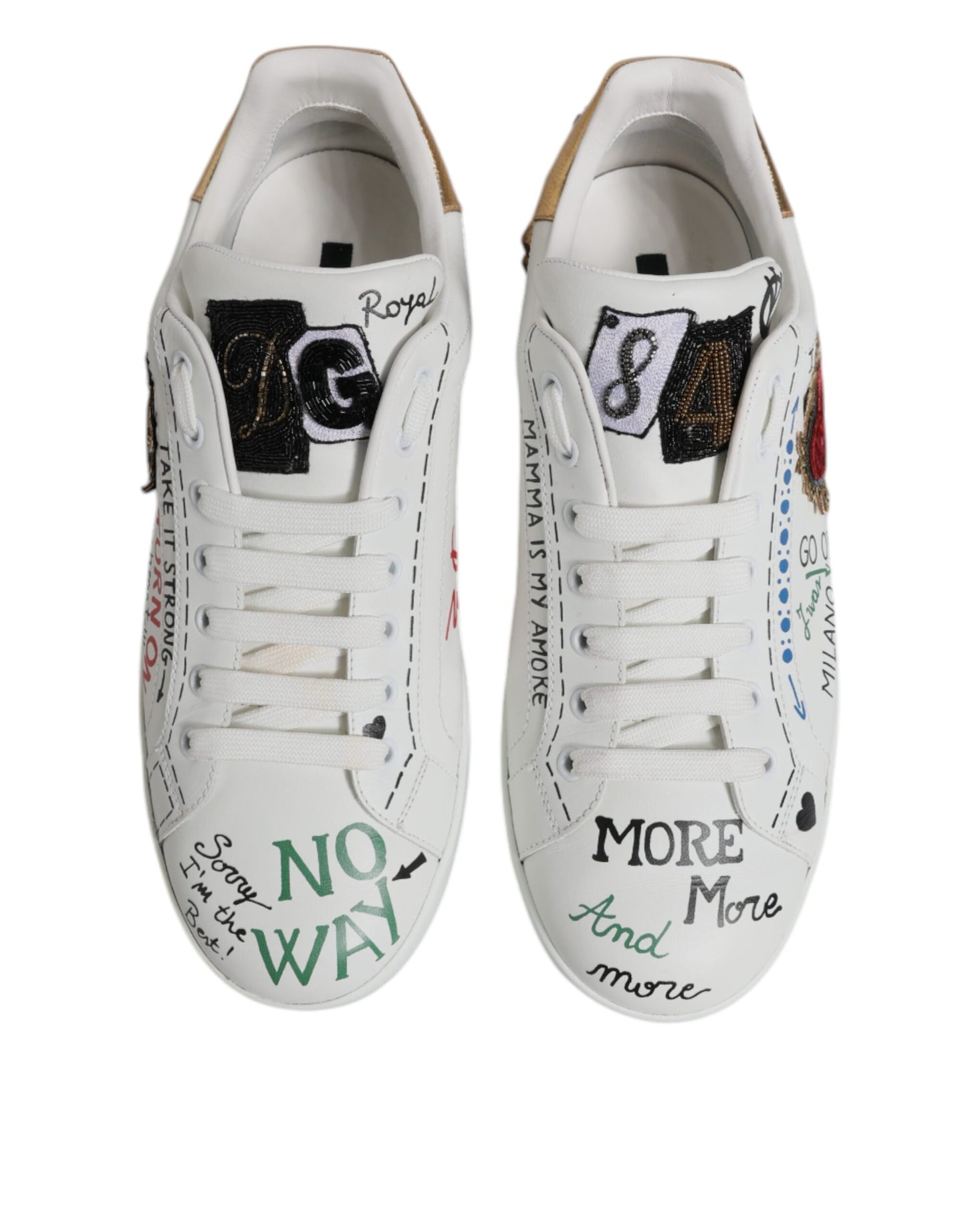 White Sacred Heart Patch Sneakers Shoes