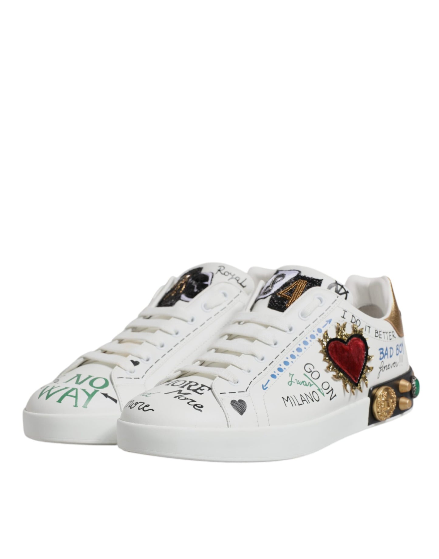 White Sacred Heart Patch Sneakers Shoes