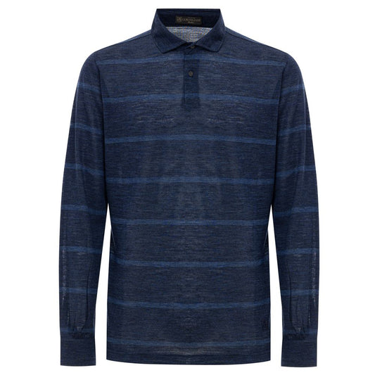 Blue Wool Polo Shirt
