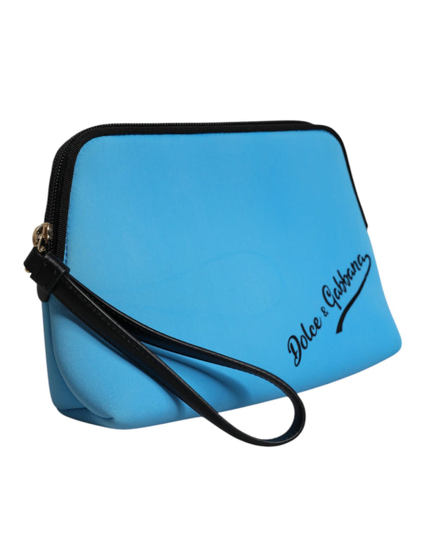 Dolce & Gabbana Blue DG Logo Print Clutch Zip Borse Pouch Bag