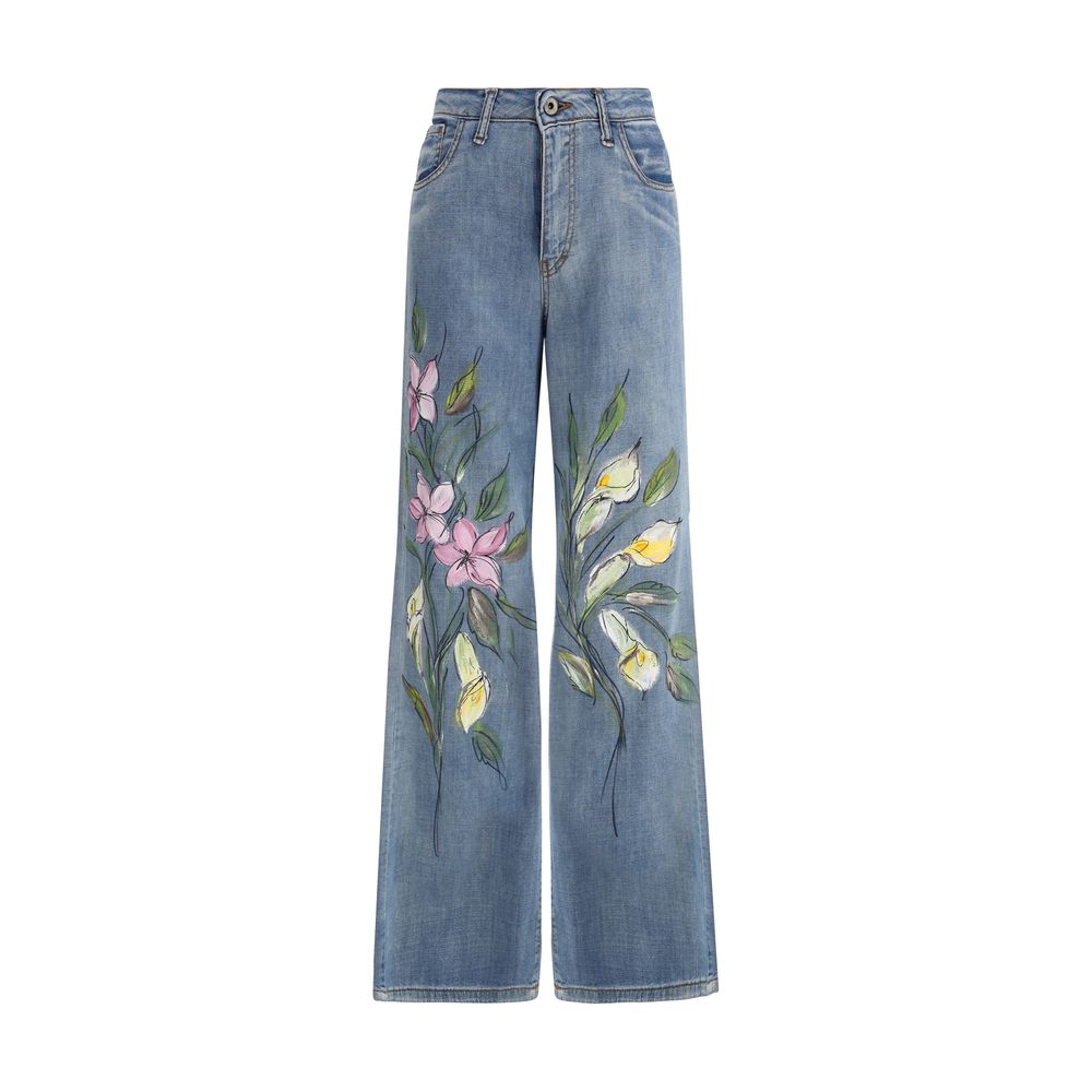 Floral Print Jeans