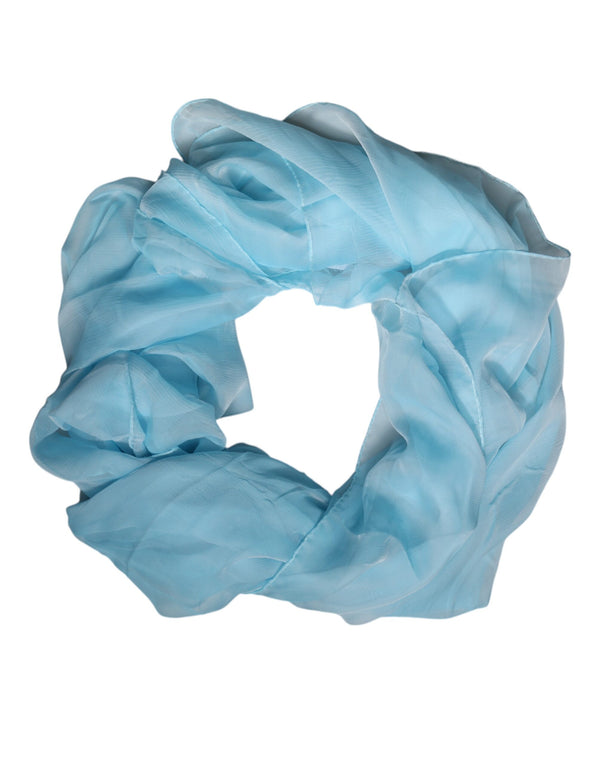 Dolce & Gabbana Light Blue Silk Rectangle Wrap Shawl Scarf
