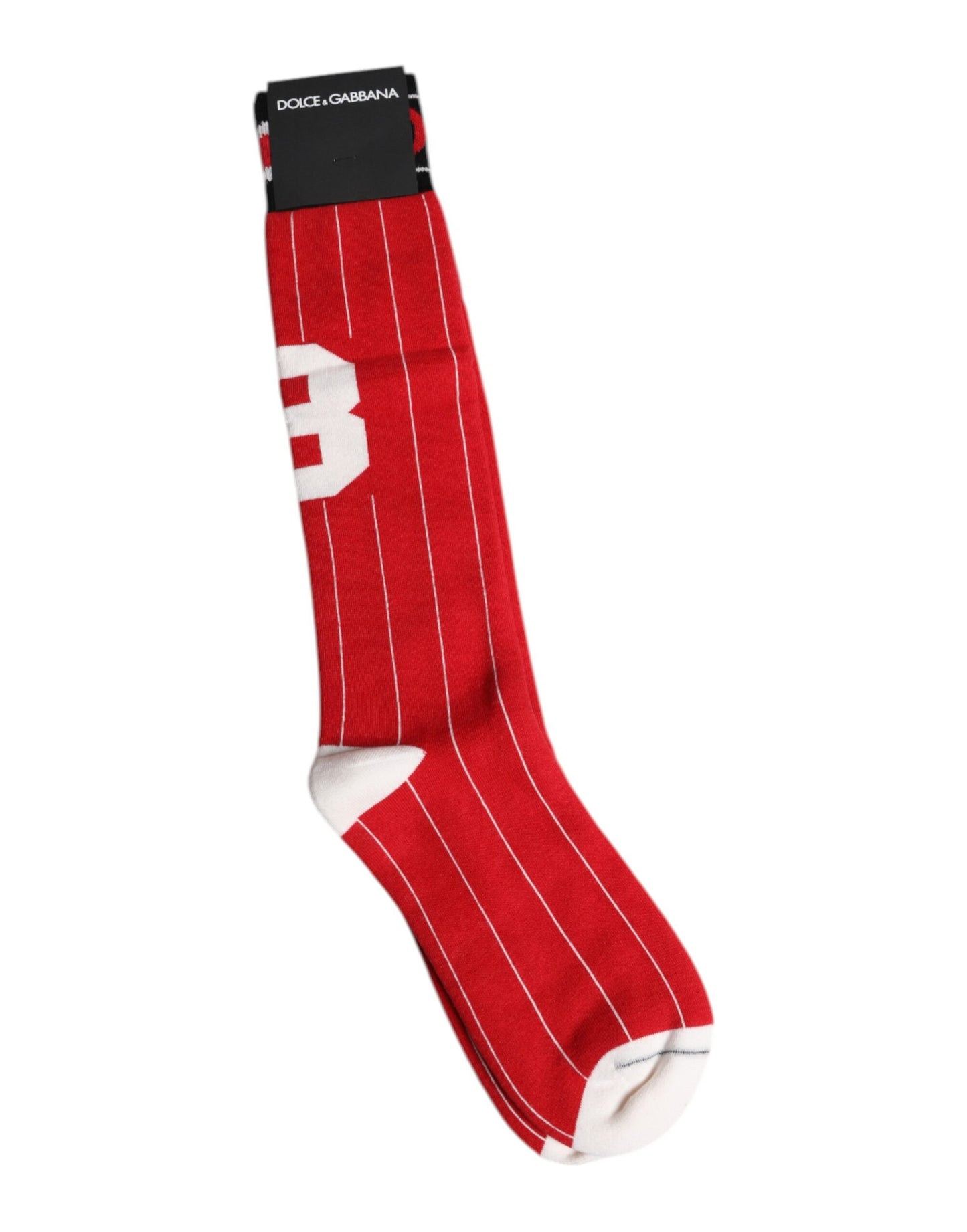 Red Printed Cotton Mid Calf Men Socks