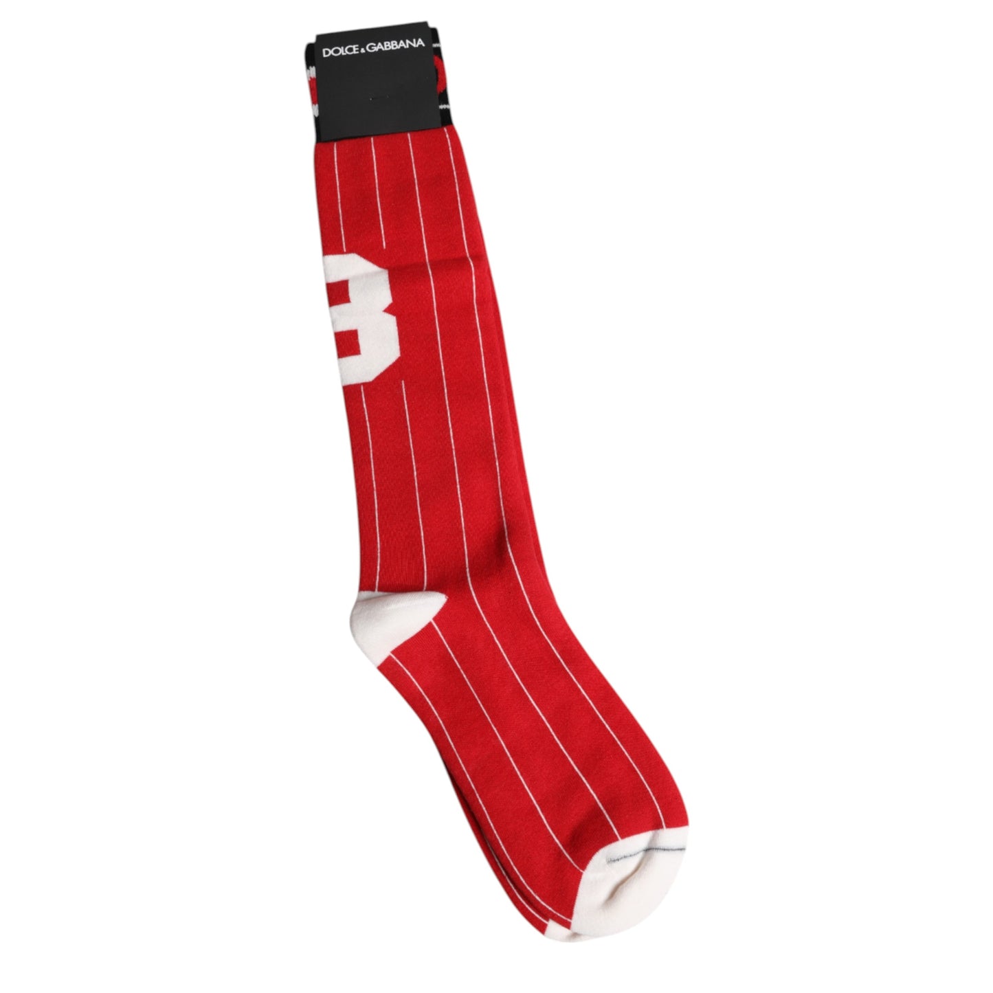 Red Printed Cotton Mid Calf Men Socks