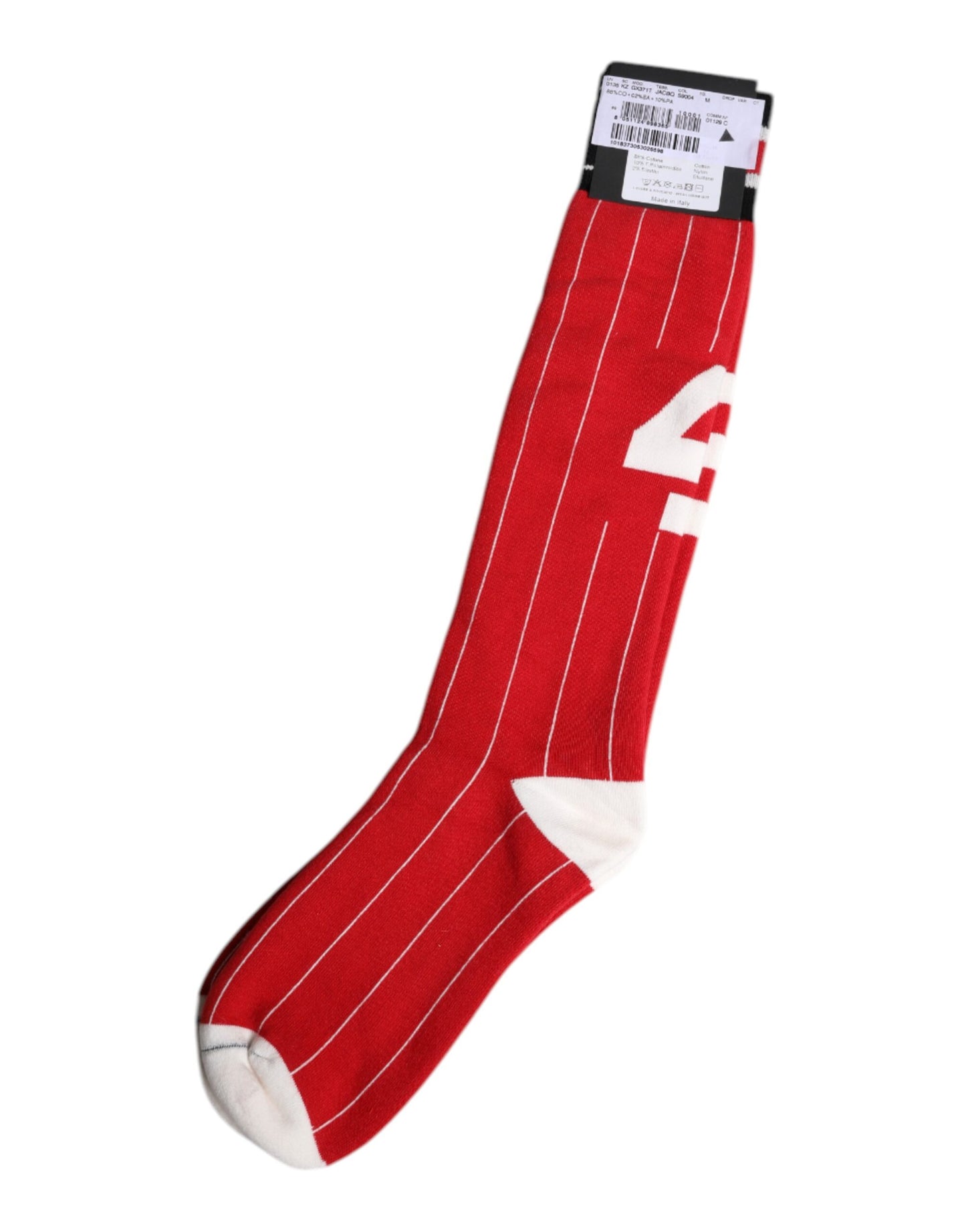 Red Printed Cotton Mid Calf Men Socks
