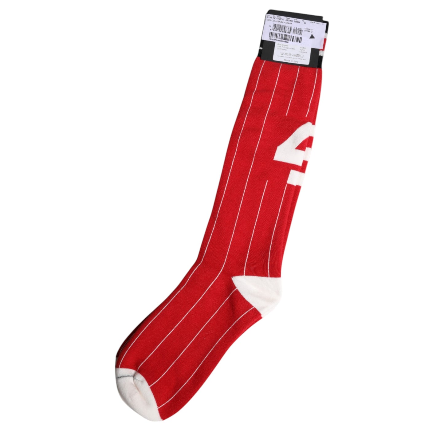 Red Printed Cotton Mid Calf Men Socks