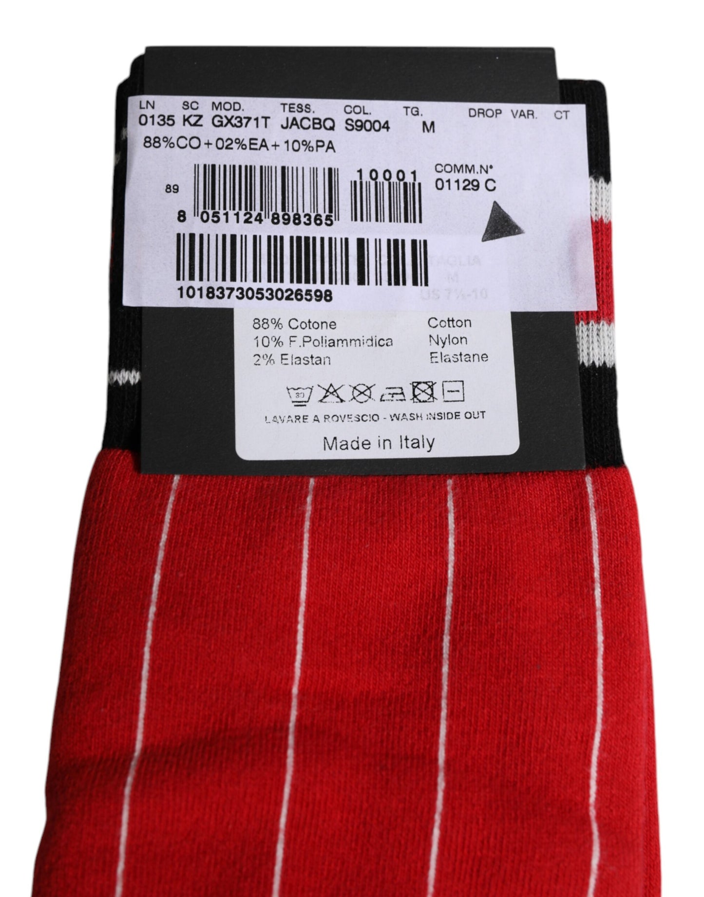 Red Printed Cotton Mid Calf Men Socks