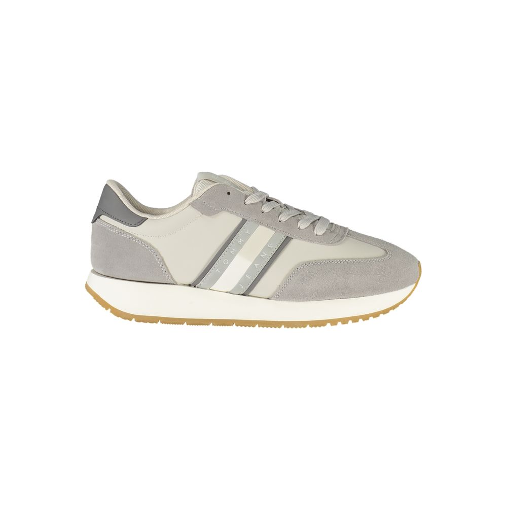 Gray Leather Mens Sneaker