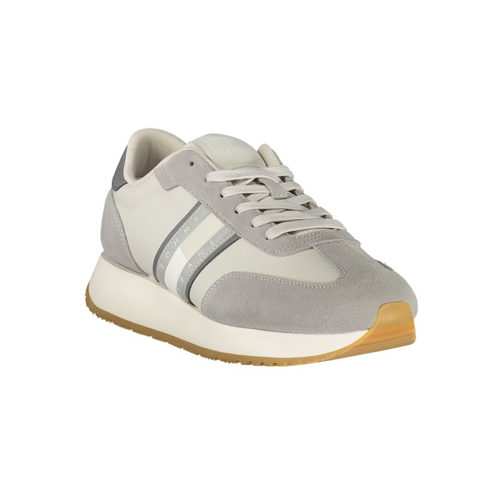 Gray Leather Mens Sneaker