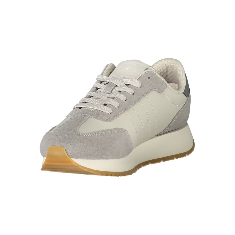 Gray Leather Mens Sneaker