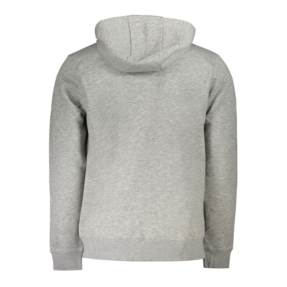 Gray Cotton Men Sweater with Hood and Zip