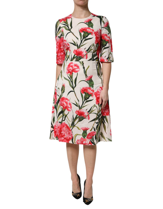 Pink Floral Print Short Sleeves Sheath Dress