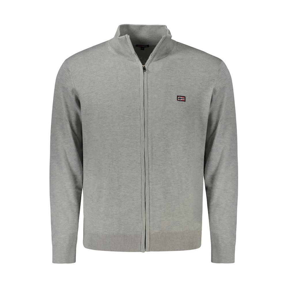 Gray Polyester Men Cardigan