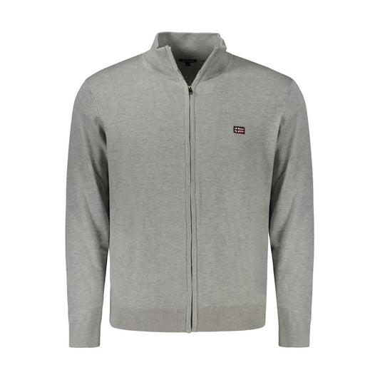 Gray Polyester Men Cardigan