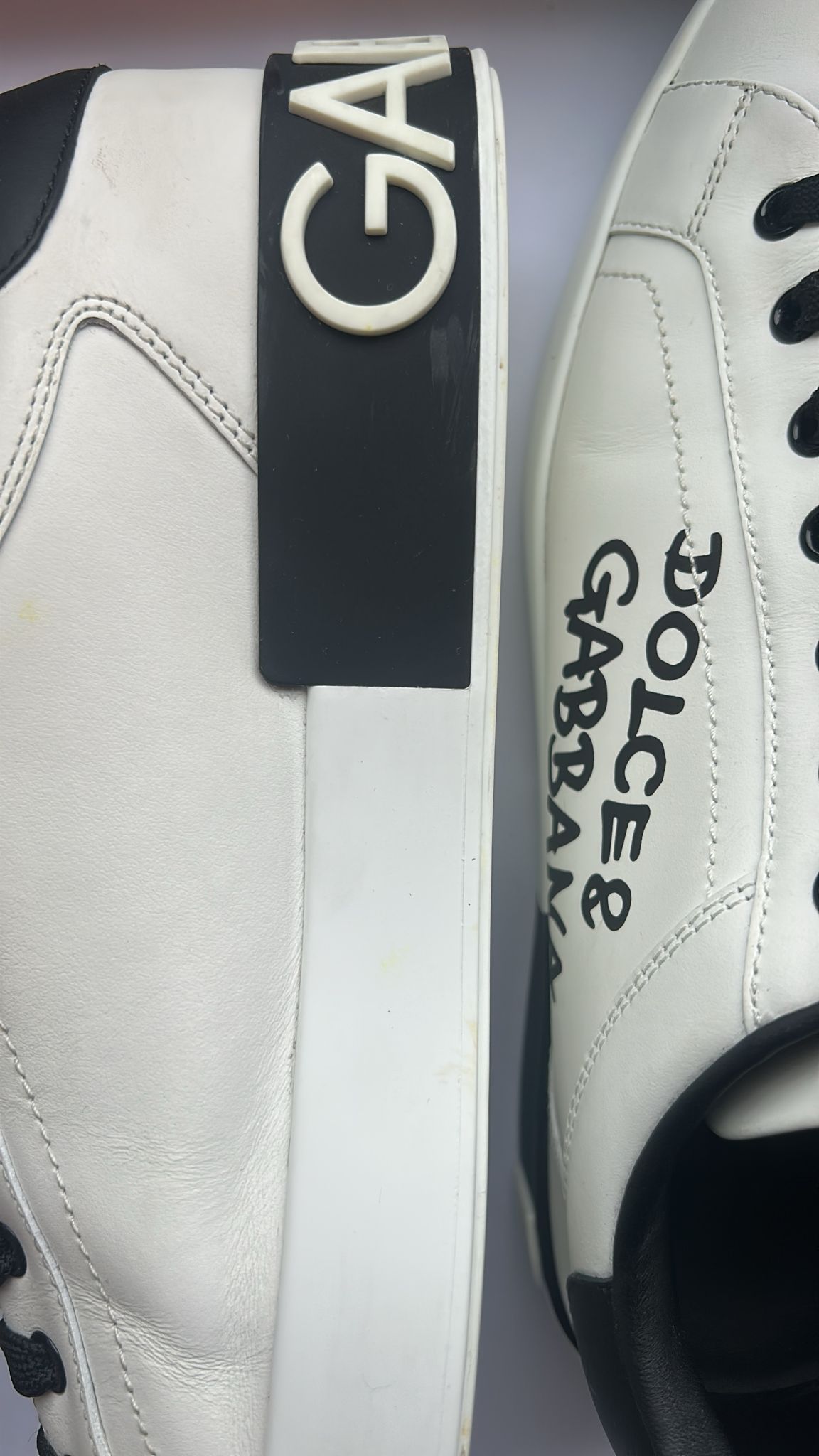 White Leather Logo Portofino Sneakers Shoes