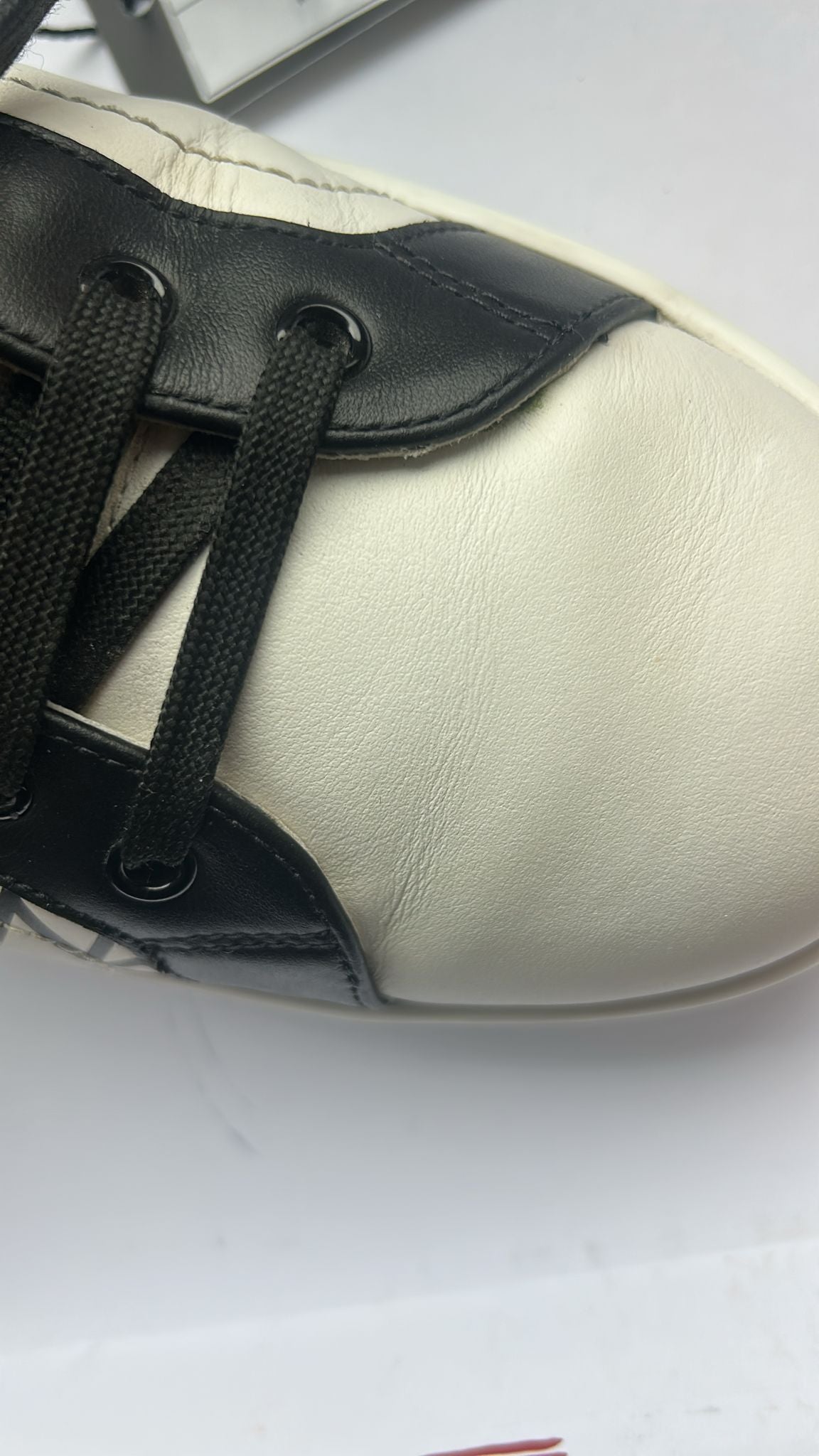 White Black Leather Crown Milano Sneakers Shoes