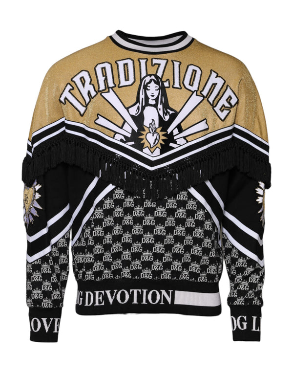 Dolce & Gabbana Multicolor Cotton Crew Neck Pullover Sweater