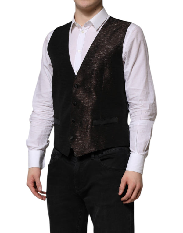 Dolce & Gabbana Dark Brown Dress Formal Men Waistcoat Vest