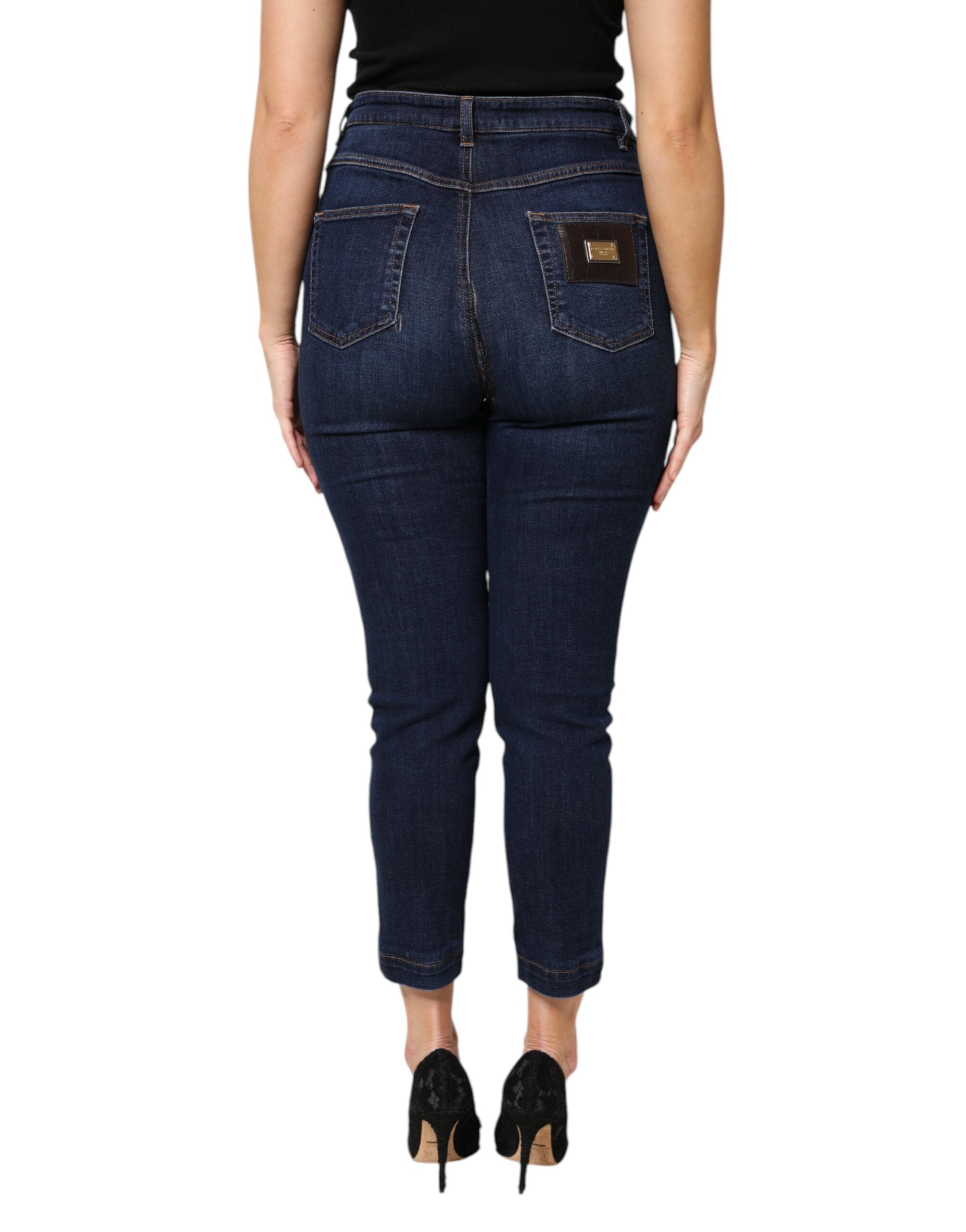 Dolce & Gabbana Blue Cotton High Waisted Cropped Denim Jeans – THE 