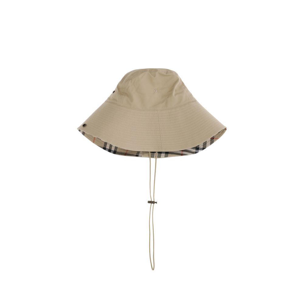 Check brim gabardine Bucket Hat