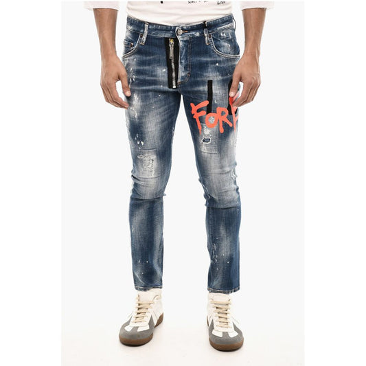 Dsquared² Slim Fit ICON FOREVER Jeans Splatter Effect 15 cm