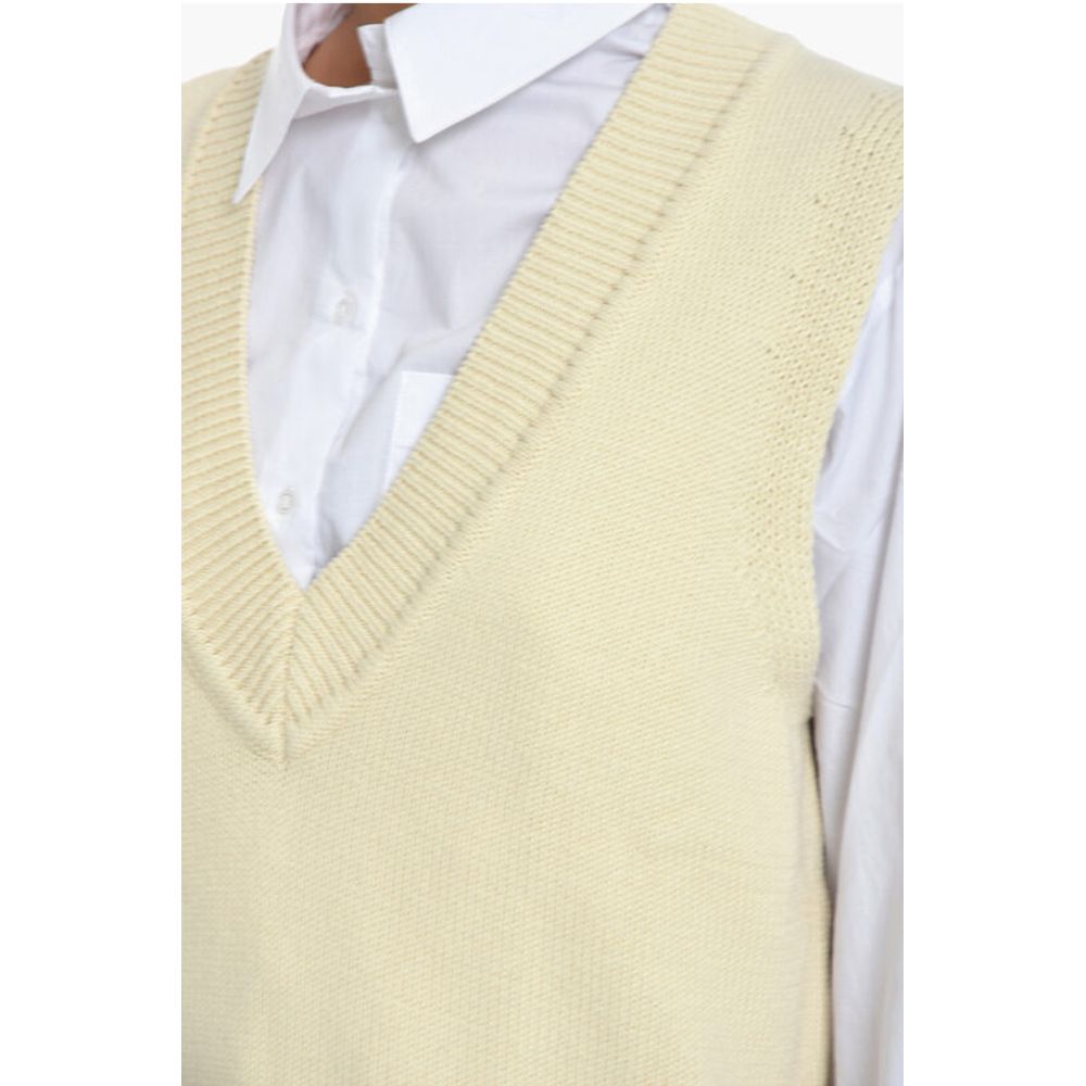 Samsoe Samsoe V-Neck KRISTA Knitted Vest with Contrasting Stitching